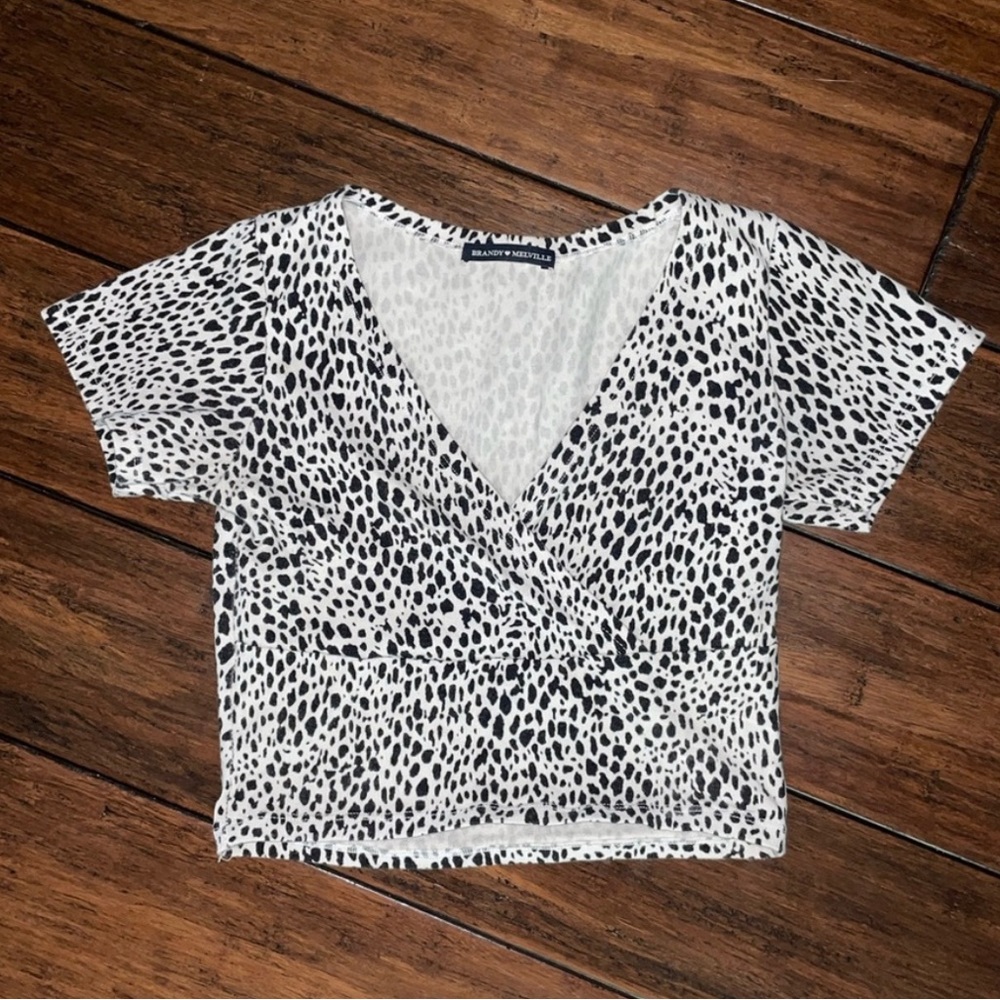 Brandy Melville Spotted Print Black and White Crop Top